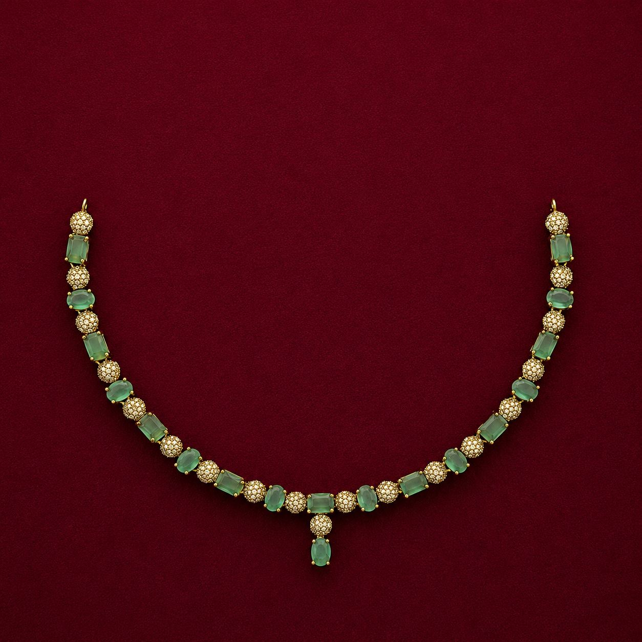 Elegant Aqua Green CZ Necklace Set