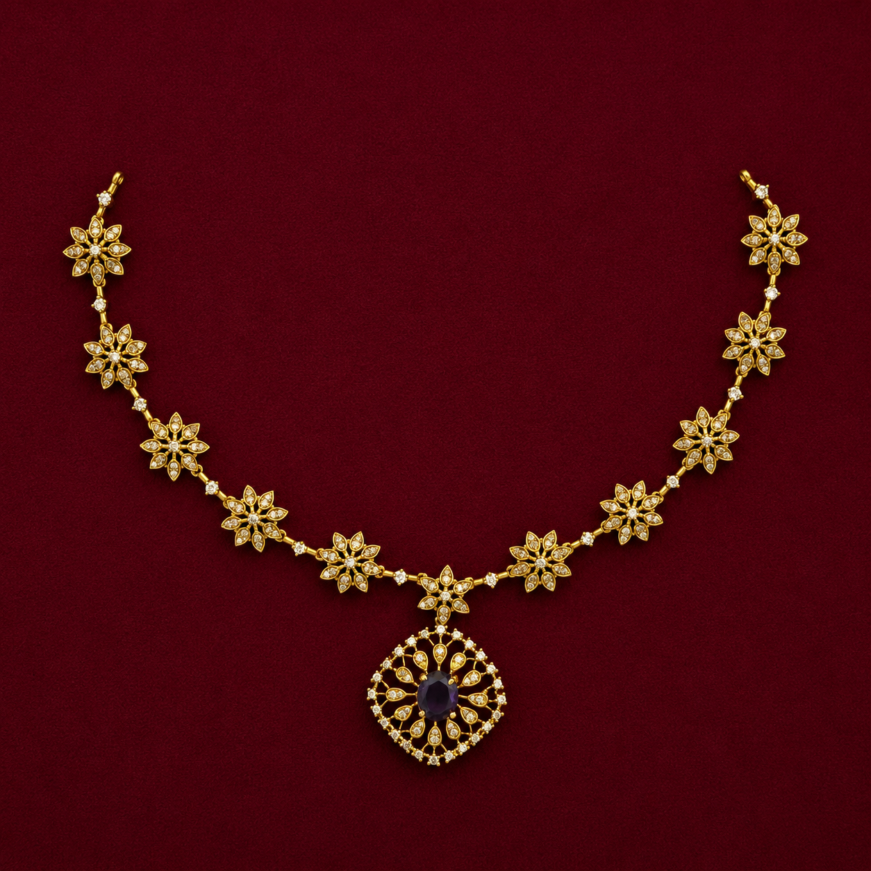 Elegant Floral CZ Necklace Set