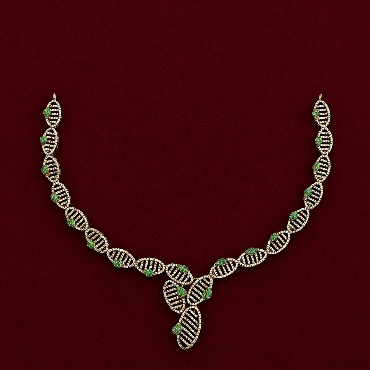 Elegant CZ Leaf Necklace Set