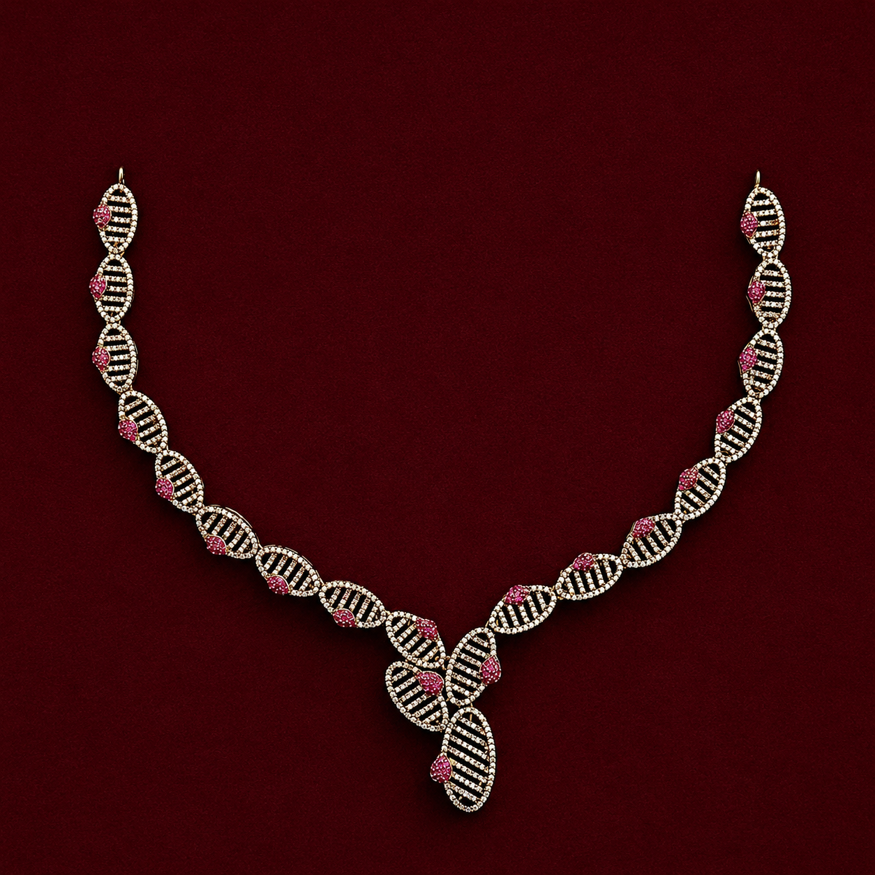 Elegant CZ Leaf Necklace Set