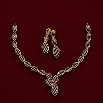 Elegant CZ Leaf Necklace Set