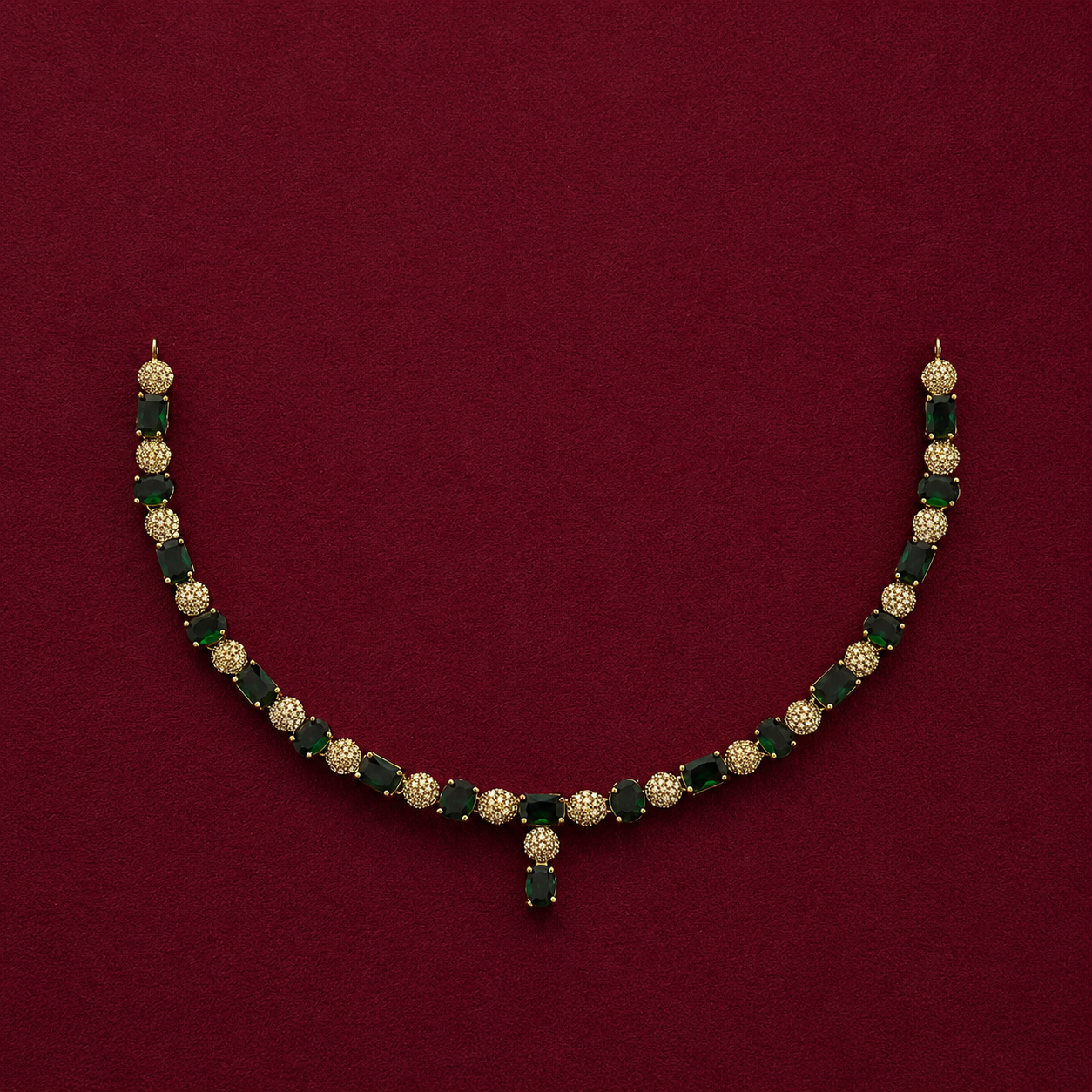 Elegant Emerald Green CZ Necklace Set
