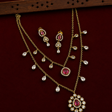 Party Wear Double Layer Necklace Set