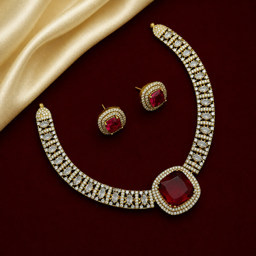 Ruby Red CZ Necklace Set