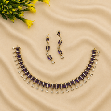 Purple CZ Fringe Necklace Set