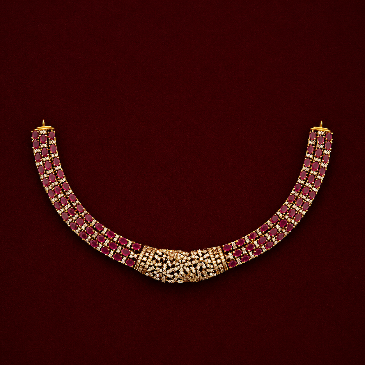 Ruby CZ Bridal Choker Set
