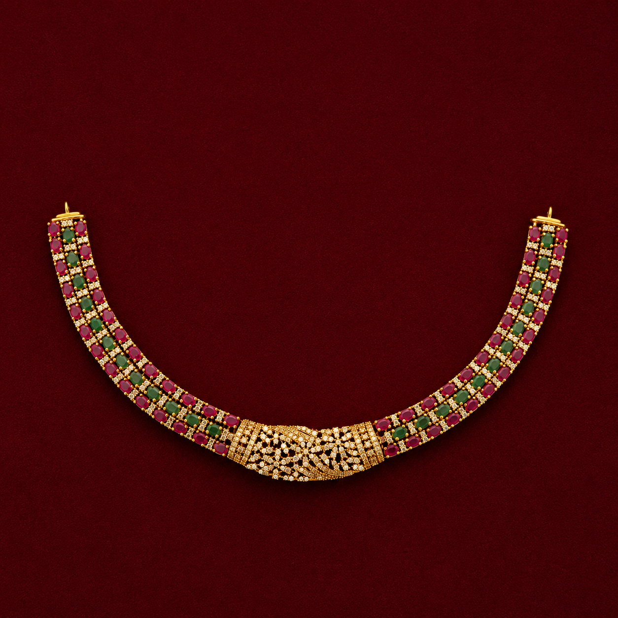 Ruby Green CZ Bridal Choker Set