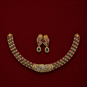 Ruby Green CZ Bridal Choker Set