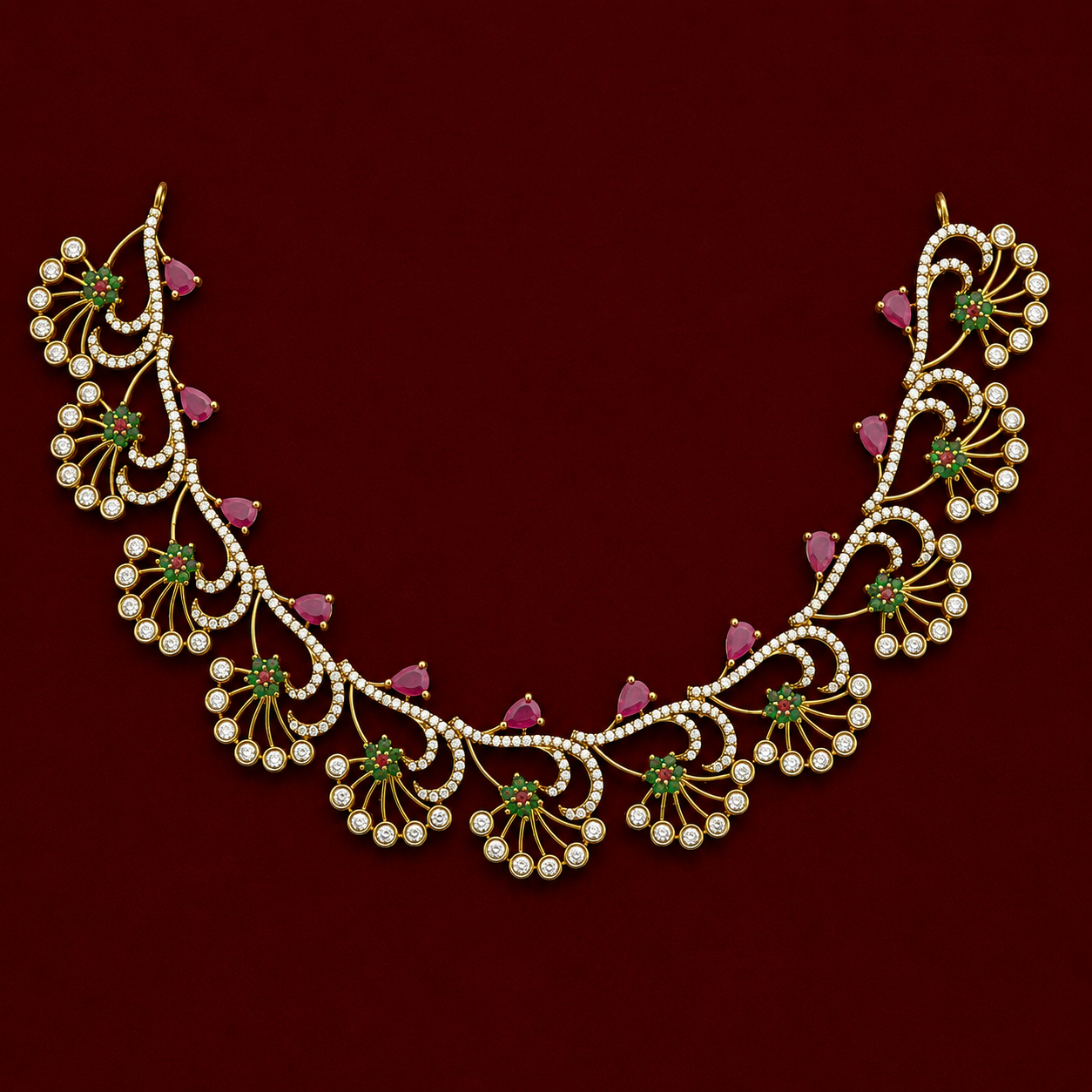 Peacock CZ Designer Necklace Set