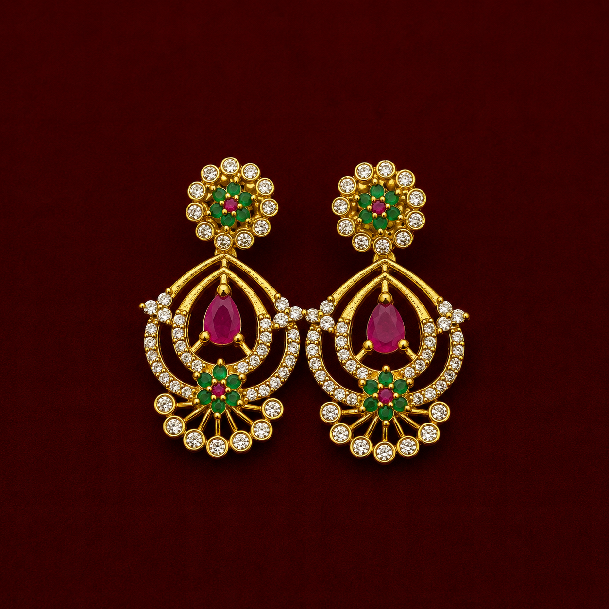 Peacock CZ Designer Necklace Set