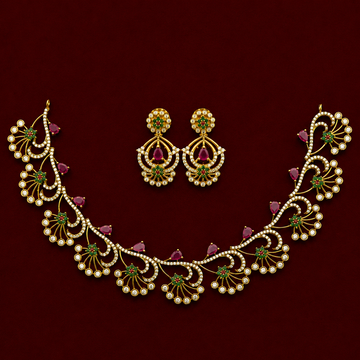 Peacock CZ Designer Necklace Set