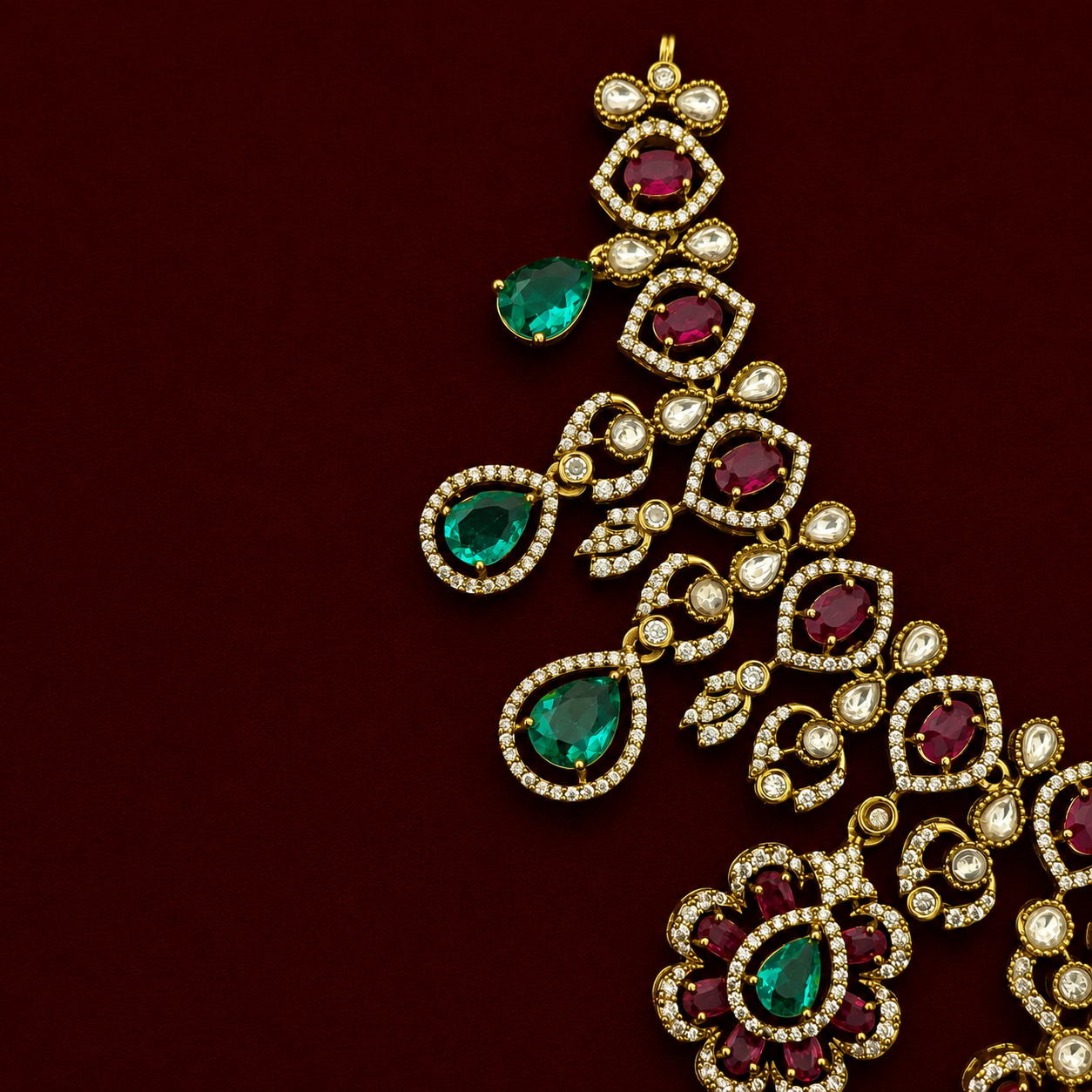 Victorian Floral CZ Necklace Set
