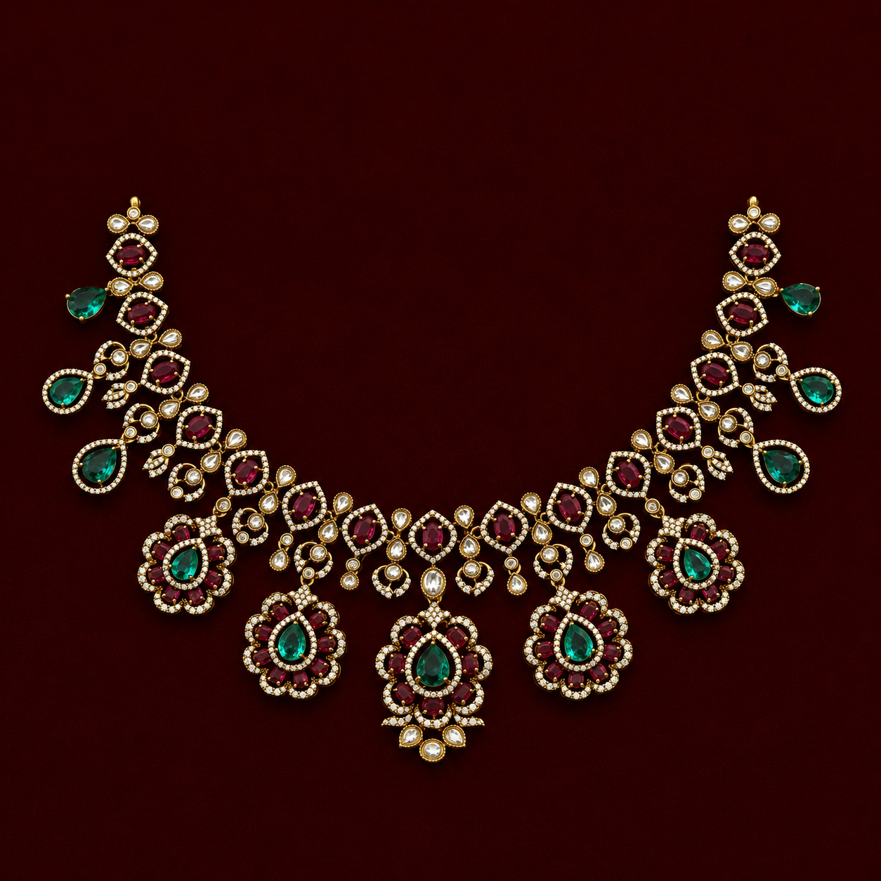 Victorian Floral CZ Necklace Set