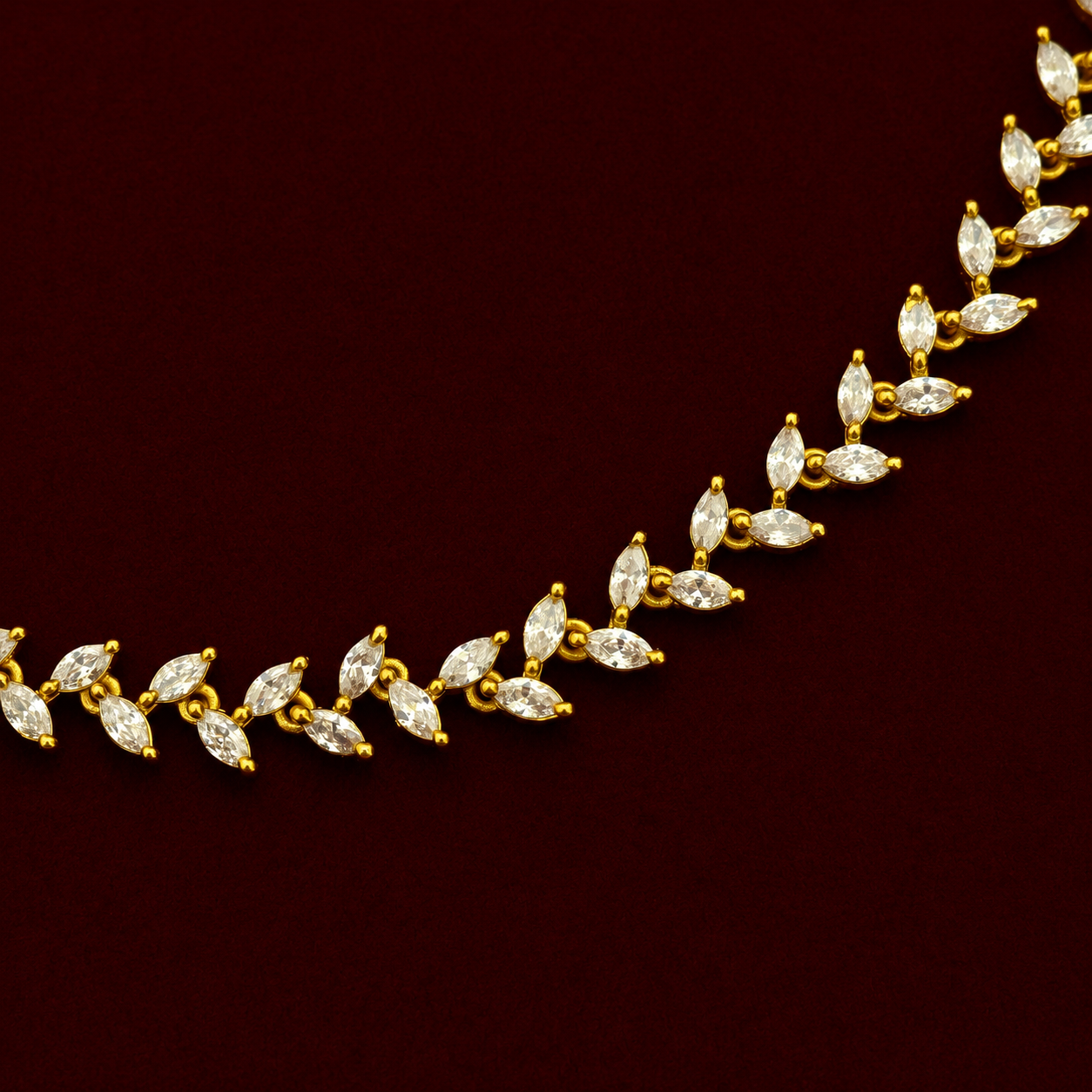 CZ Leaf Vine Necklace Set