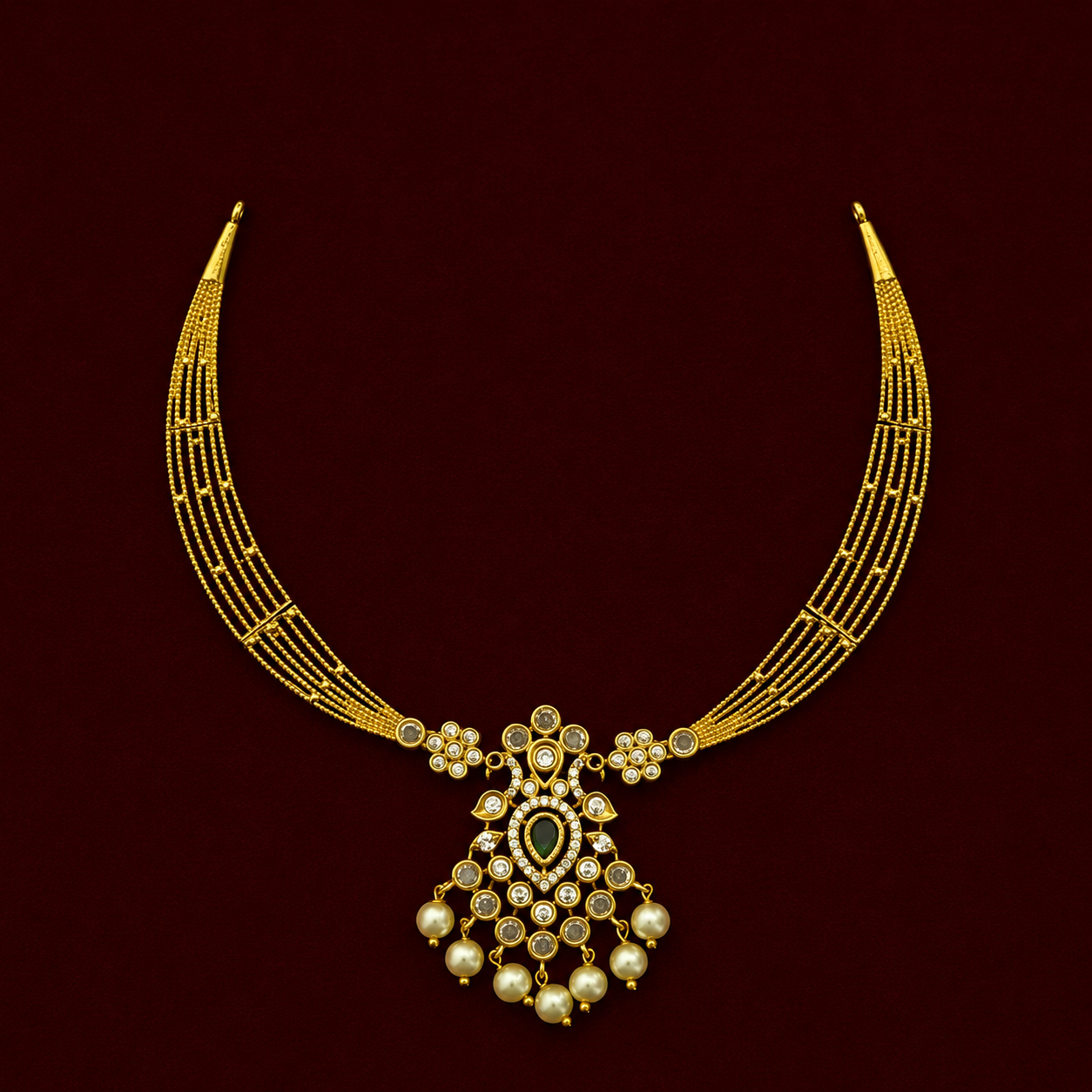 Kundan Pearl Pendant Necklace Set