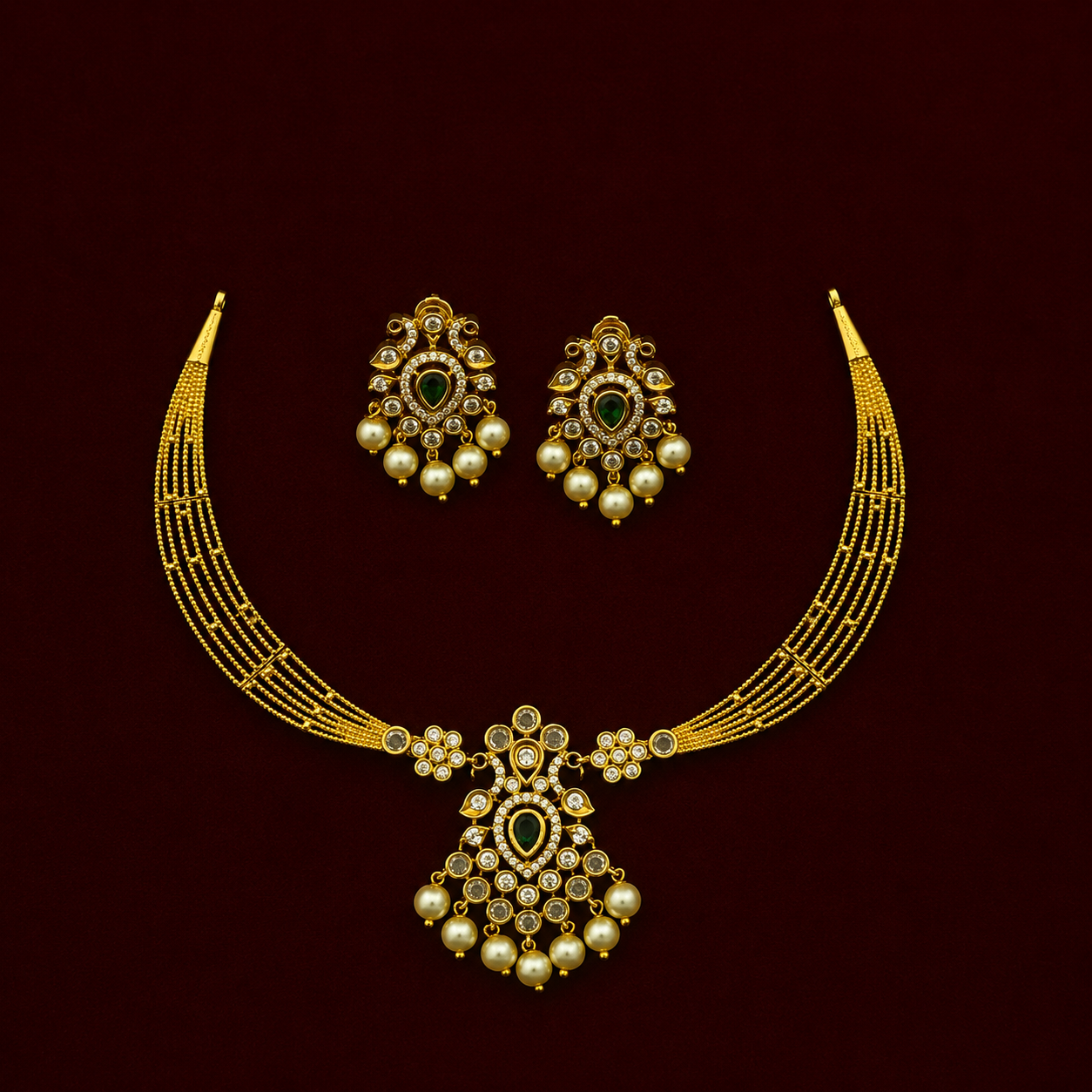 Kundan Pearl Pendant Necklace Set