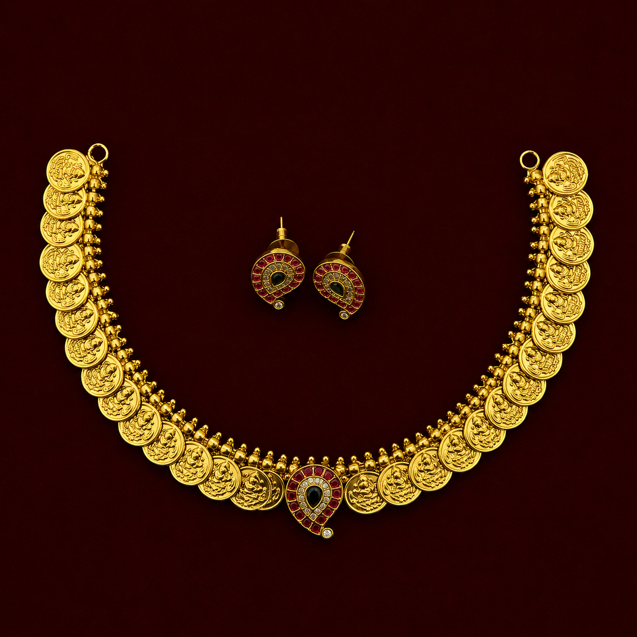 Temple Lakshmi Coin Necklace Set