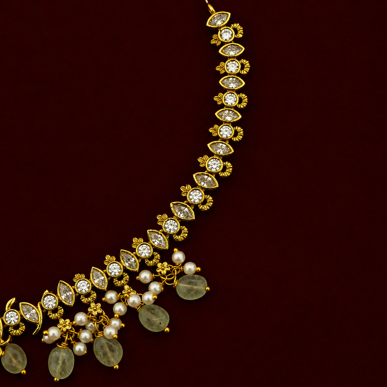 Peacock Kundan Ruby CZ Choker Set