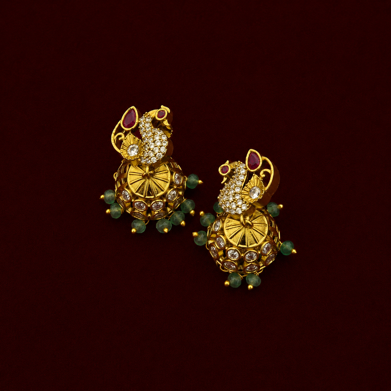 Peacock Kundan Ruby CZ Choker Set