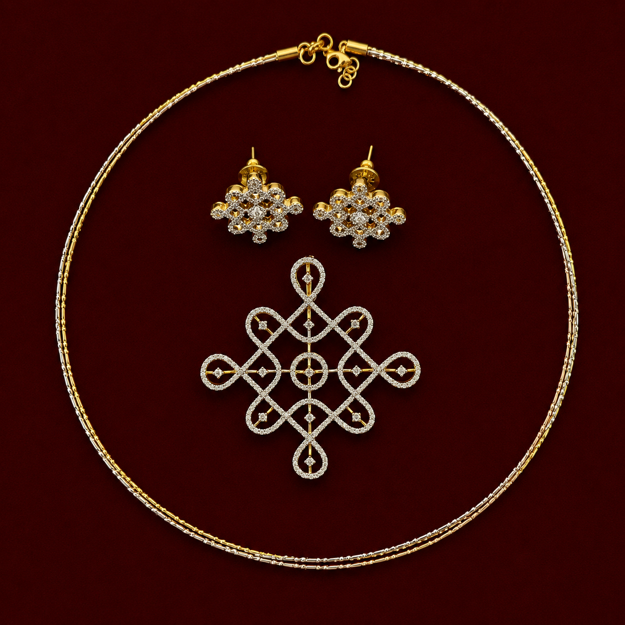Infinity Knot CZ Pendant Set