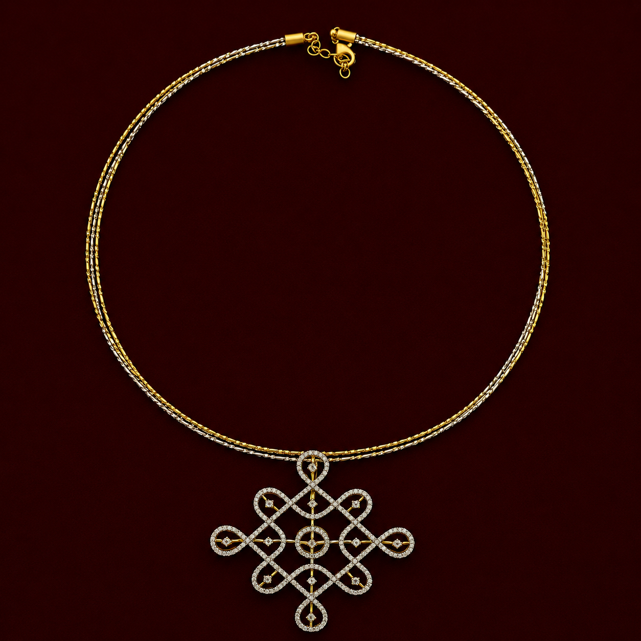 Infinity Knot CZ Pendant Set