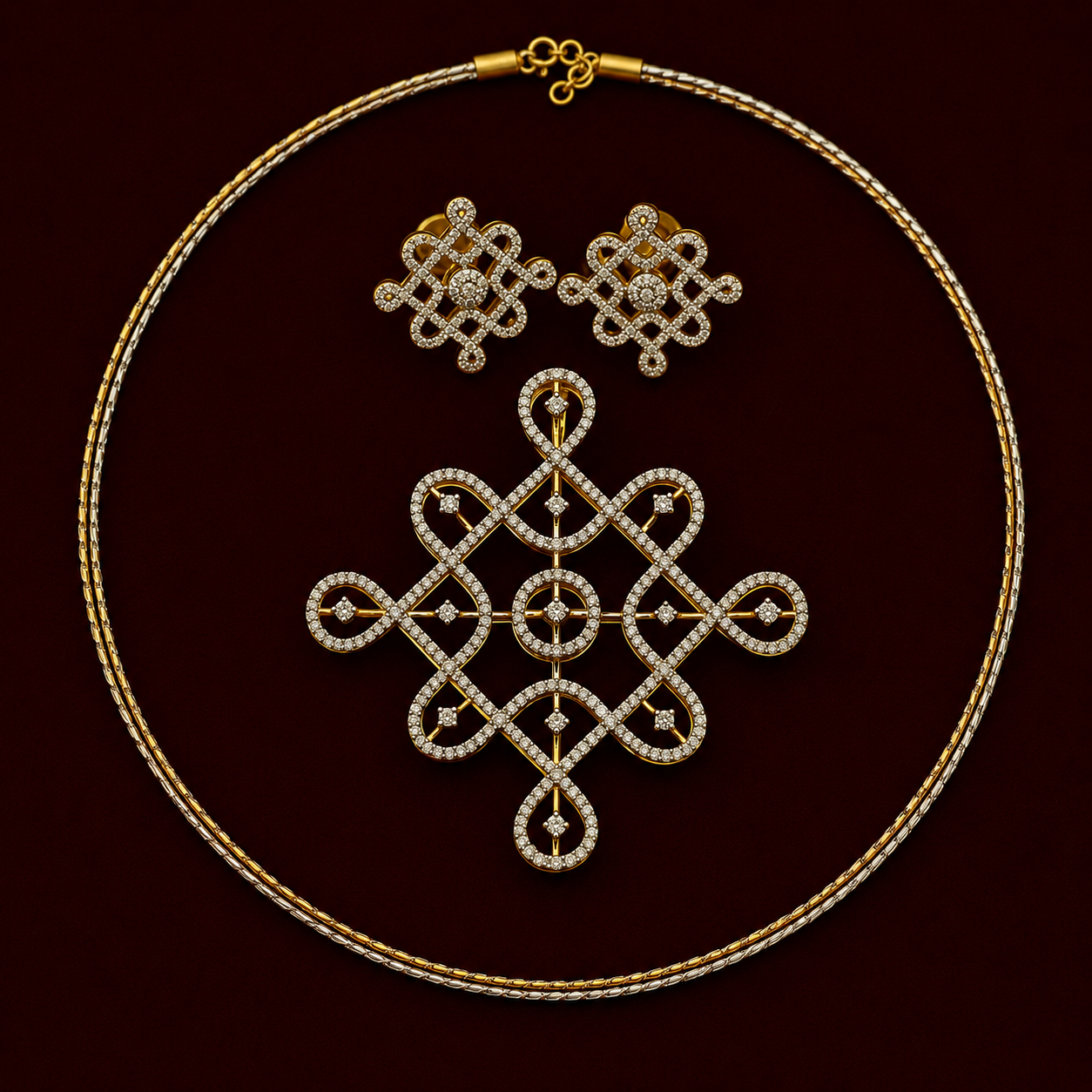 Infinity Knot CZ Pendant Set