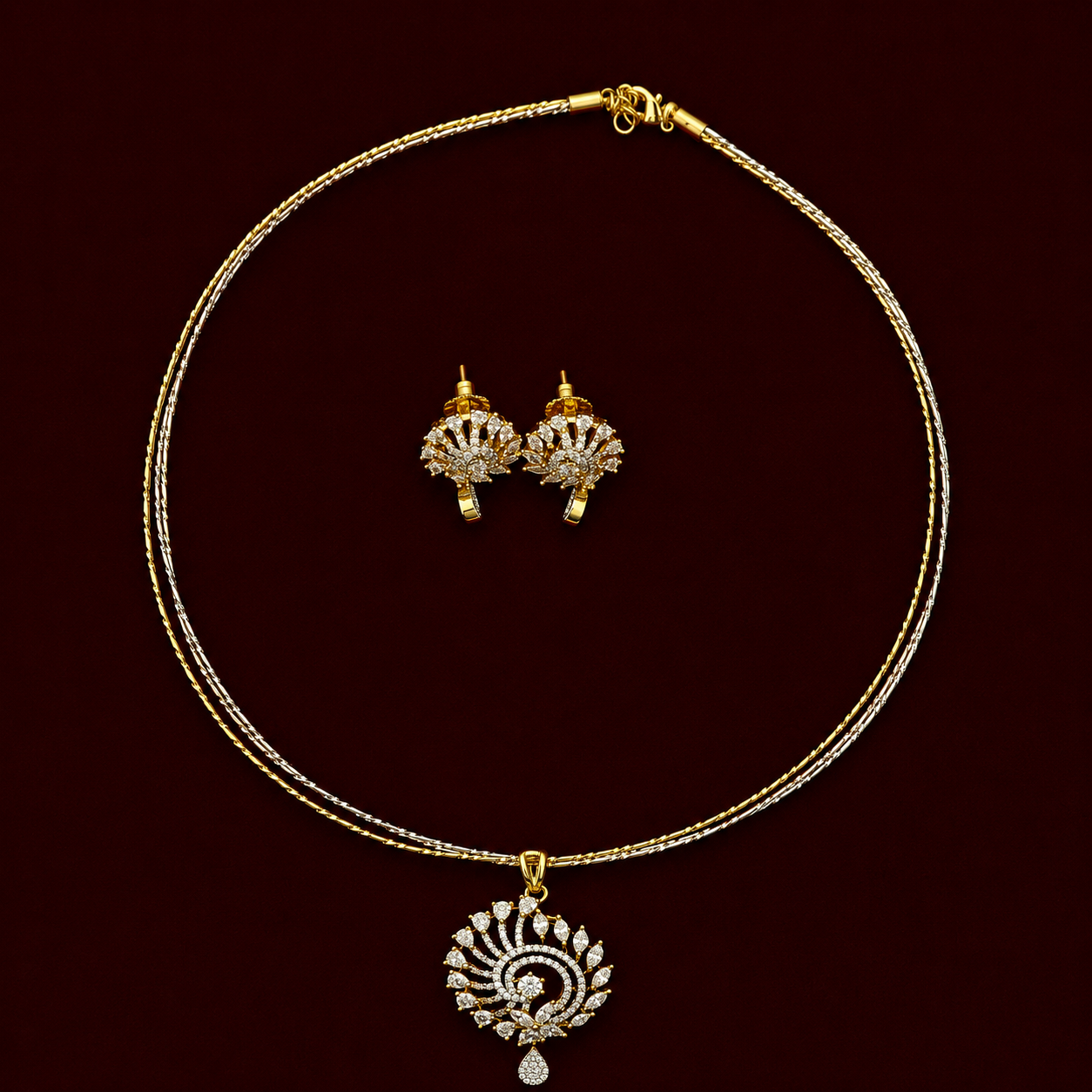 Peacock CZ Pendant Set