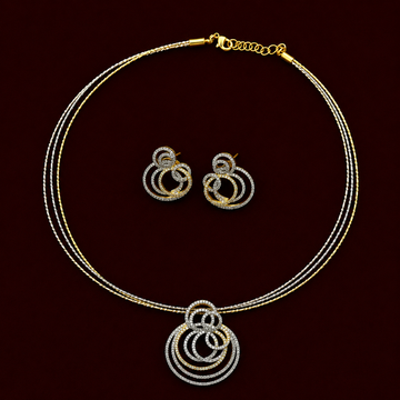 Dual Tone CZ Pendant Set