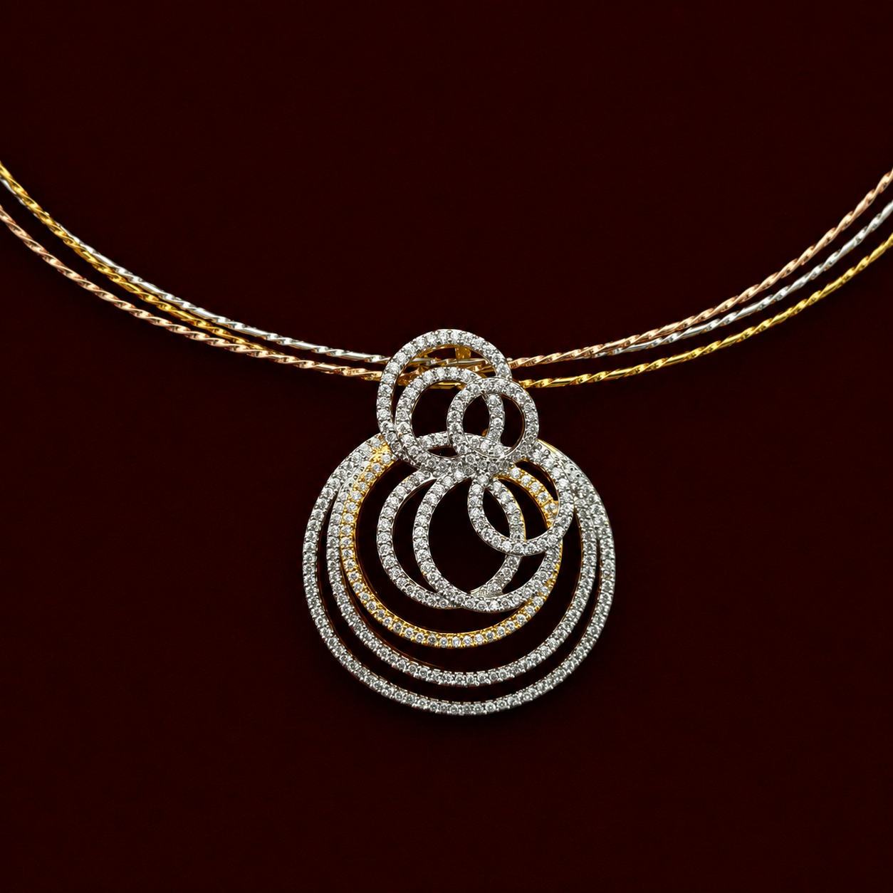 Dual Tone CZ Pendant Set