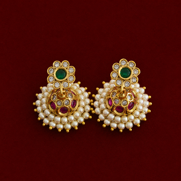 Ruby Emerald Pearl Jhumkas