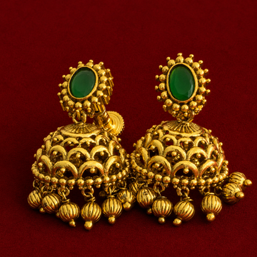 Emerald Antique Jhumka Earrings