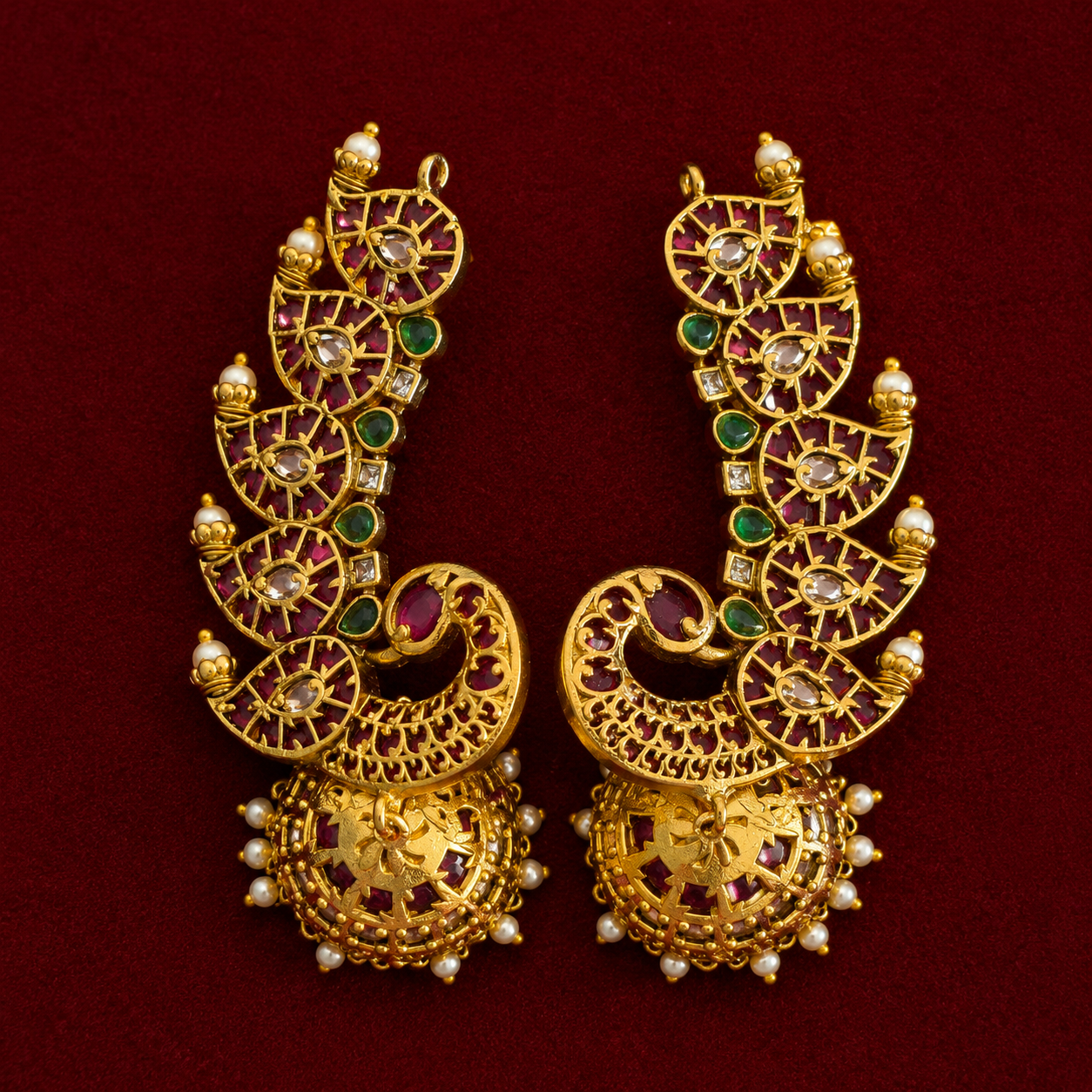 Royal Peacock Chandbali Jhumkas