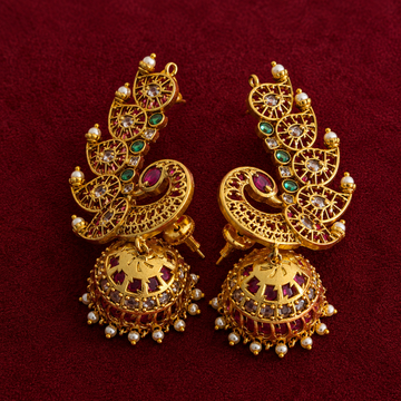 Royal Peacock Chandbali Jhumkas