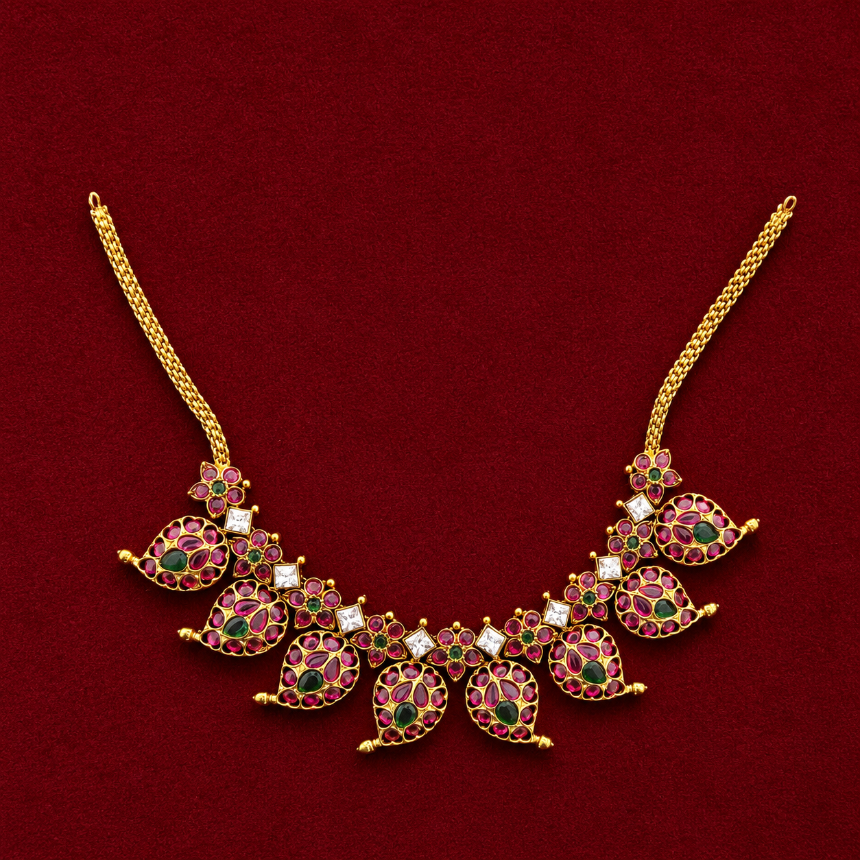 Ruby Peacock Necklace Set