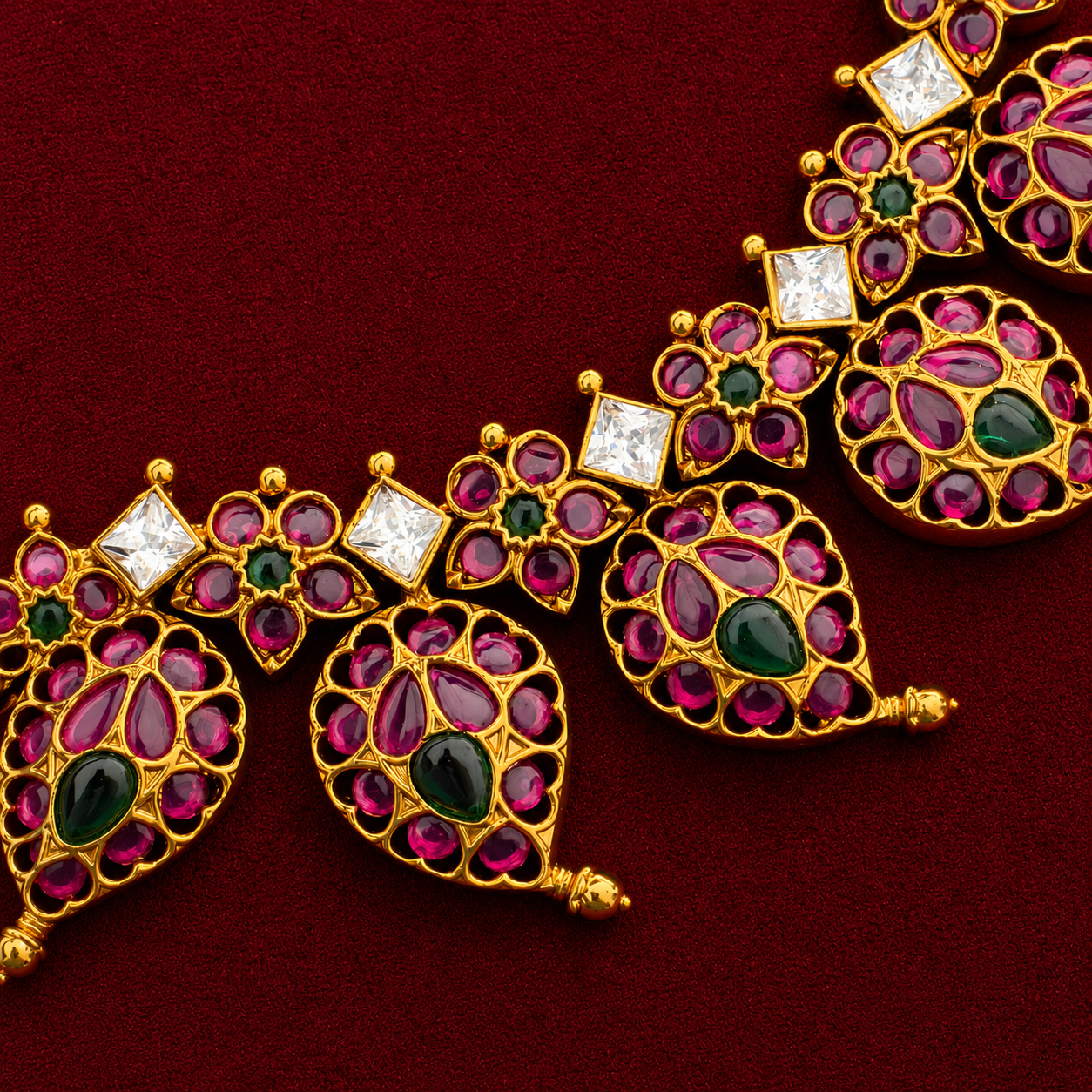 Ruby Peacock Necklace Set
