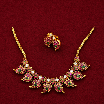Ruby Peacock Necklace Set