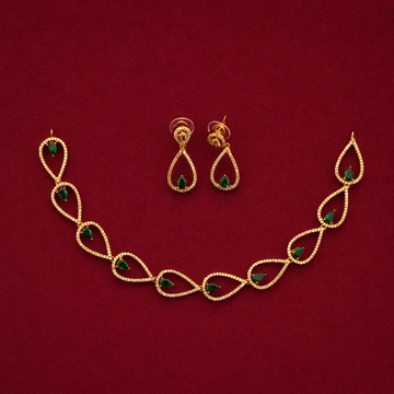 Emerald Teardrop Necklace Set