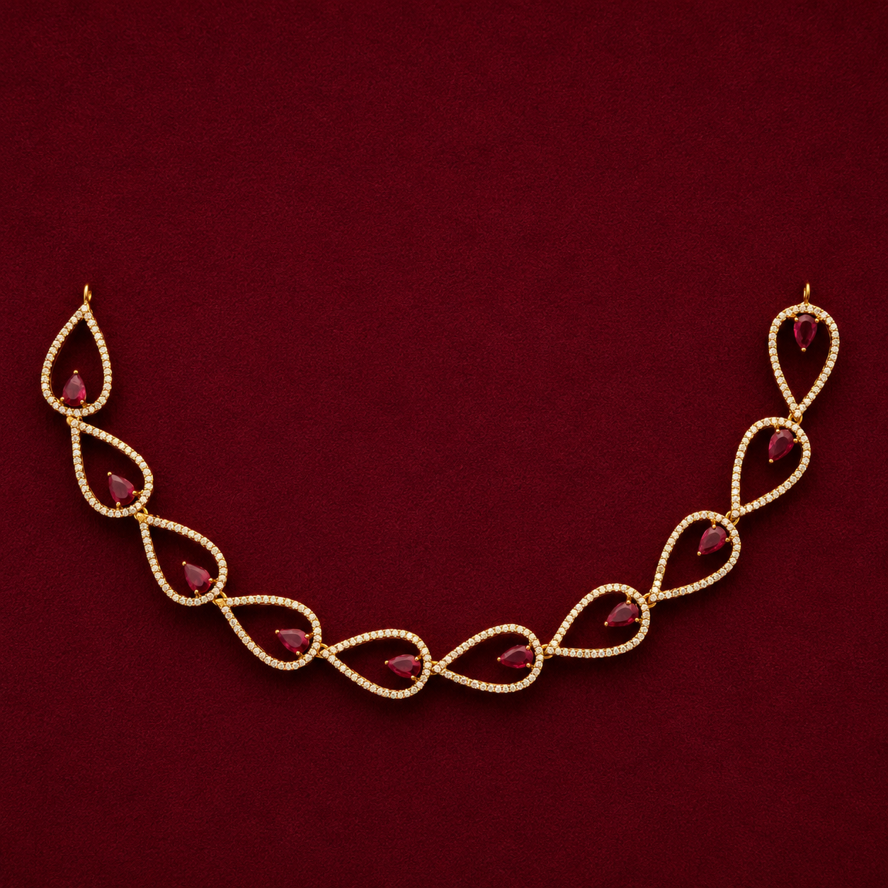 Ruby Teardrop Necklace Set