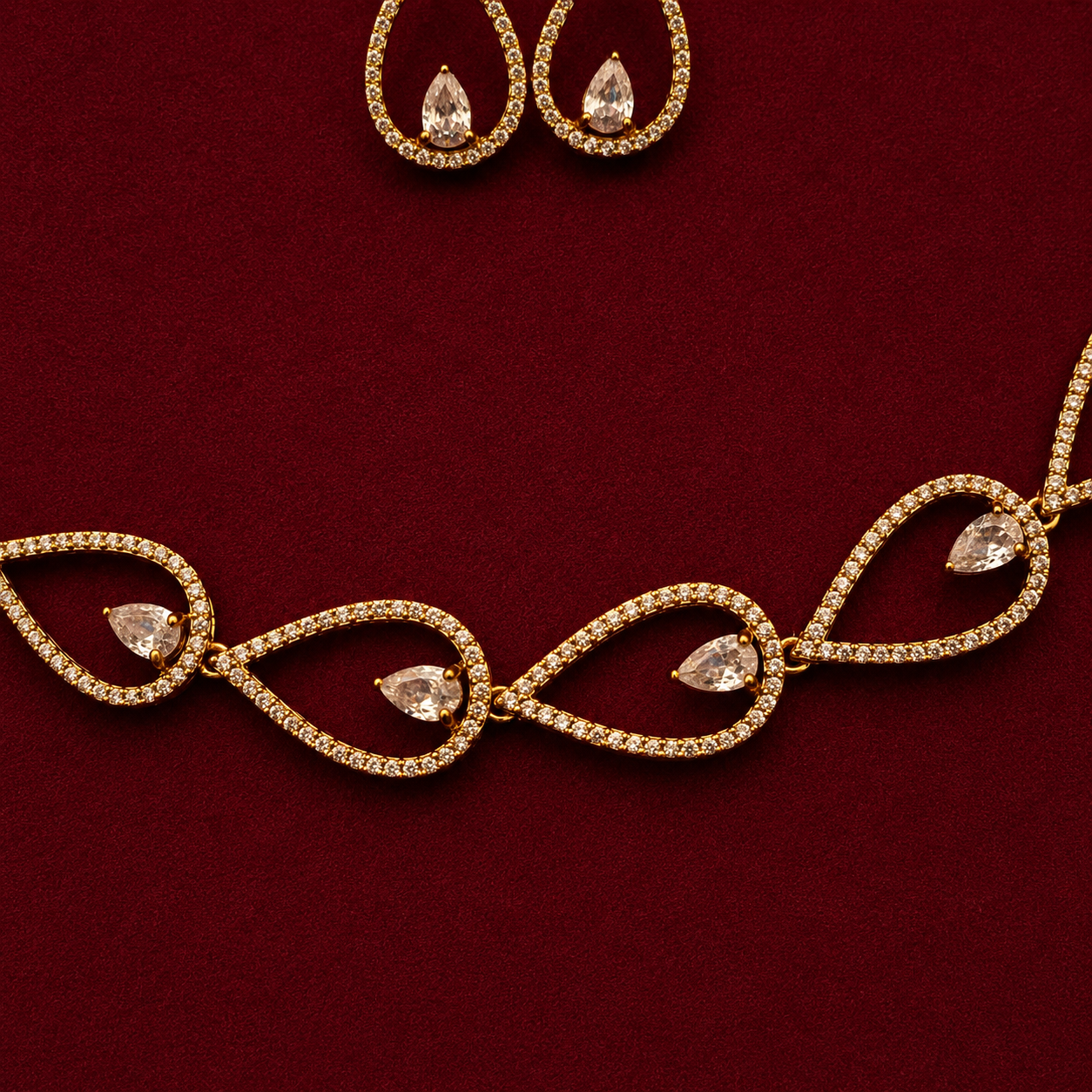 CZ Teardrop Necklace Set