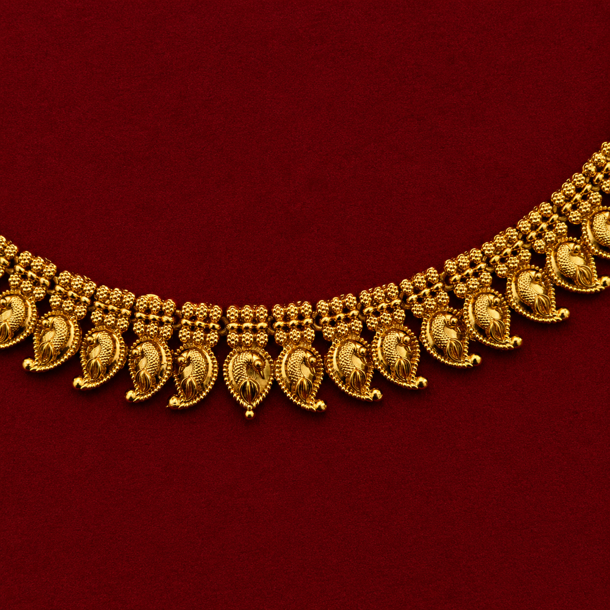 Peacock Paisley Necklace set with Jhumkas