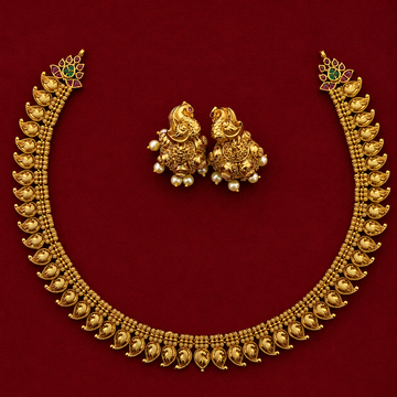 Peacock Paisley Necklace set with Jhumkas