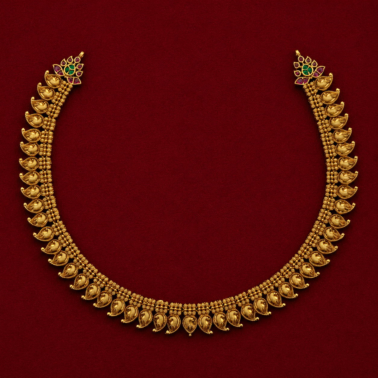 Peacock Paisley Necklace set with Jhumkas