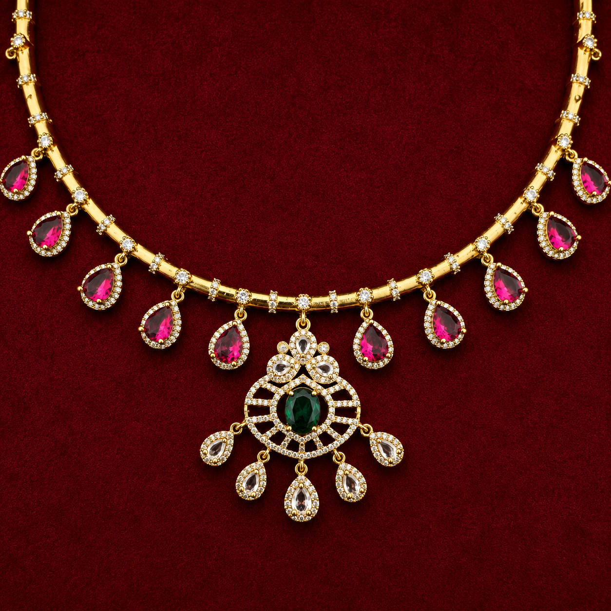 Emerald Drop Necklace Set