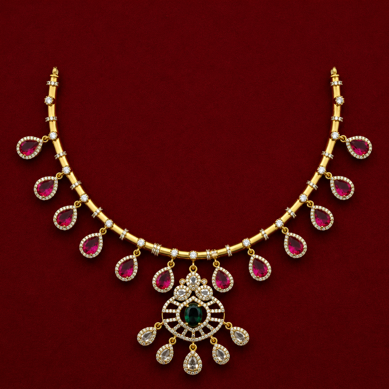 Emerald Drop Necklace Set