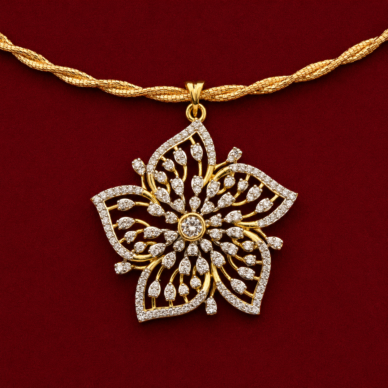 Floral CZ Necklace Set