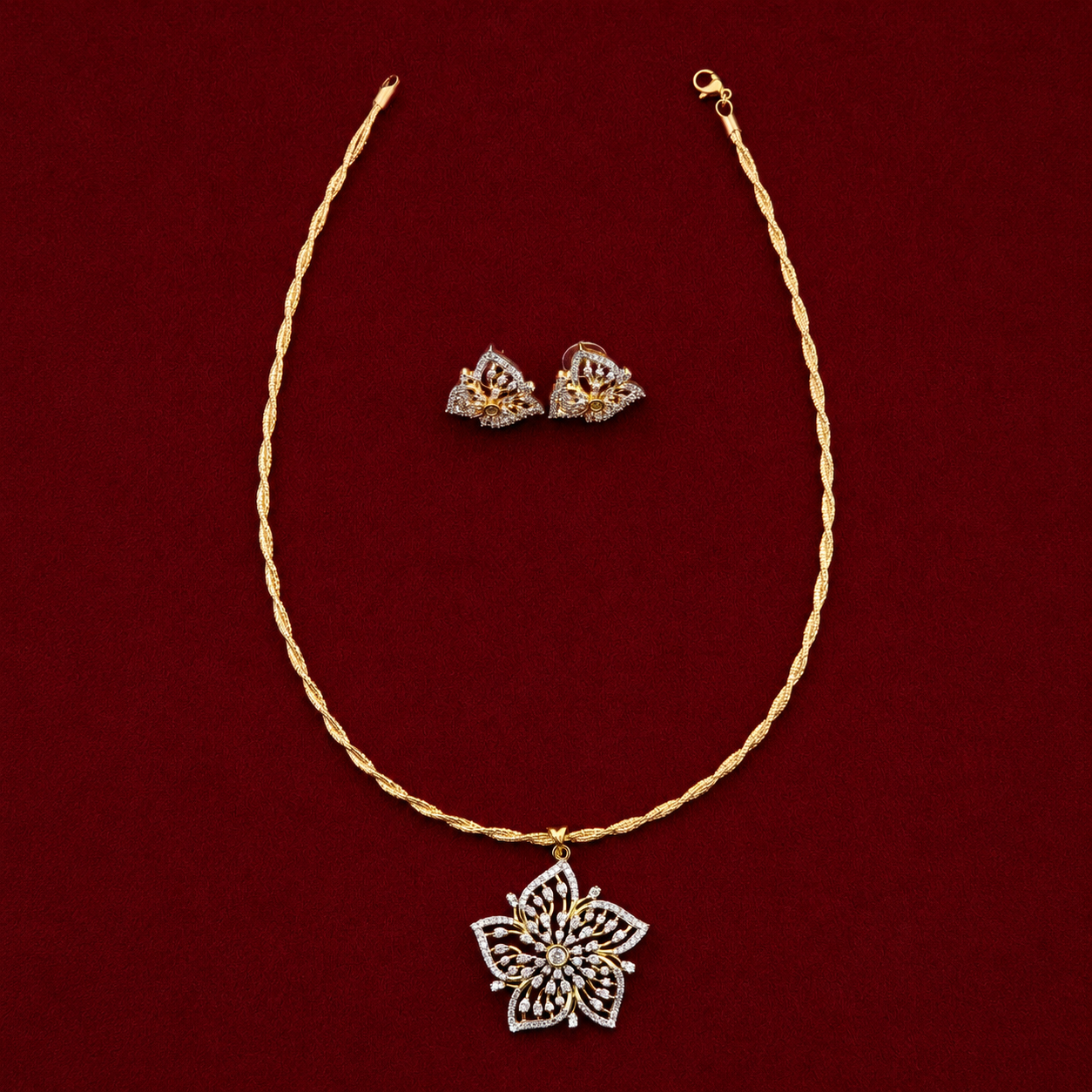Floral CZ Necklace Set