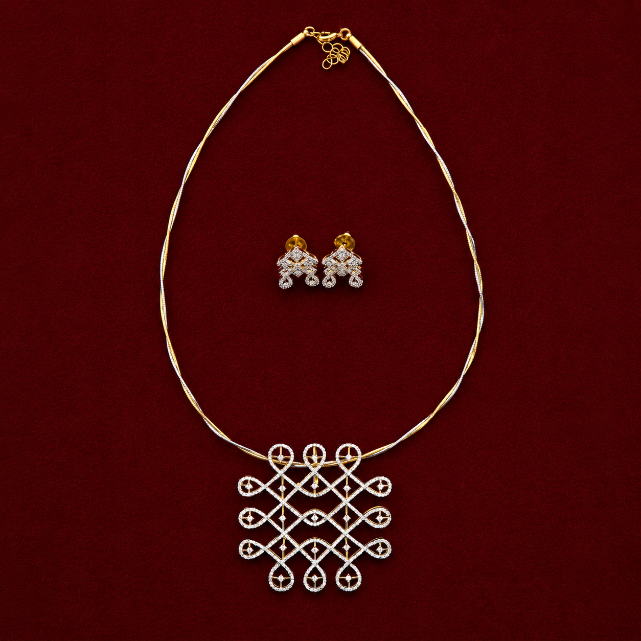 Geometric CZ Necklace Set