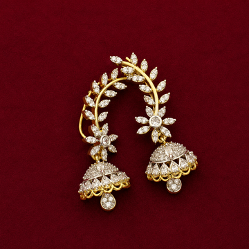 Floral Leaf CZ Jhumka Earrings