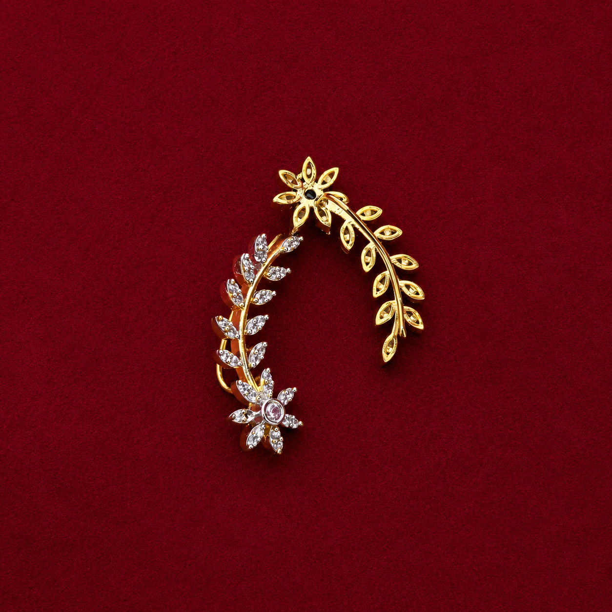 Floral CZ Ear Cuff Earrings