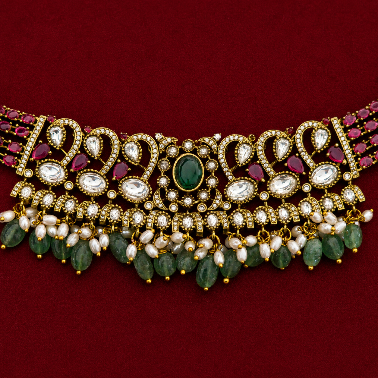 Royal Ruby Emerald Necklace set